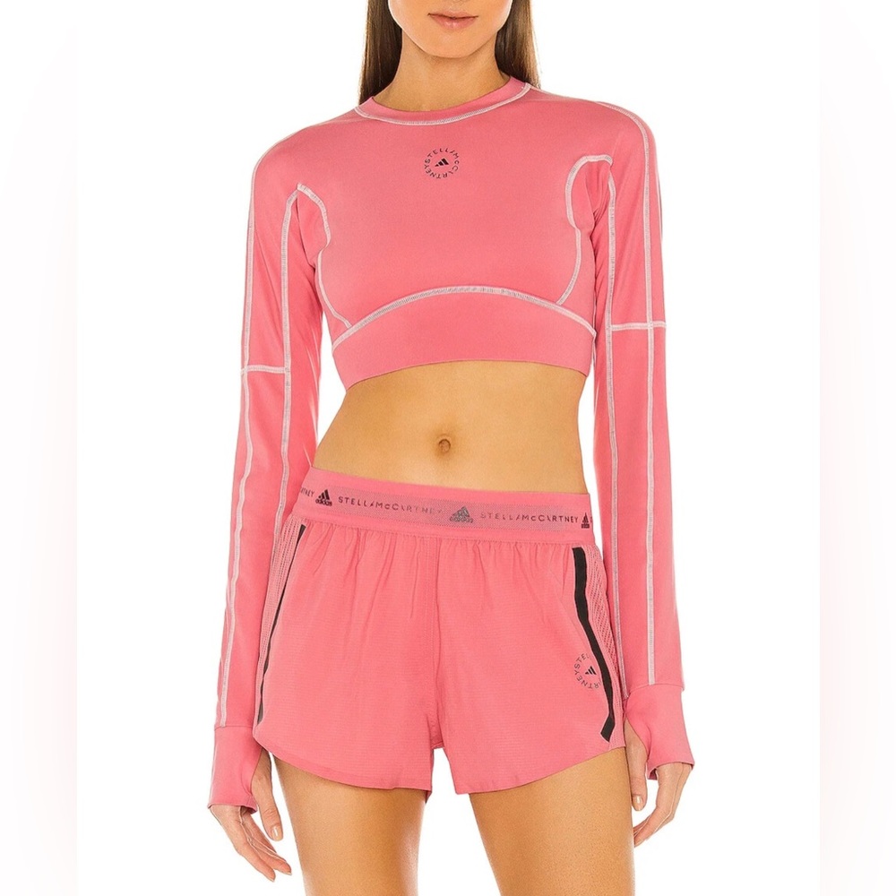 Adidas by Stella McCartney Pink Long-Sleeve Cropped Athletic Top